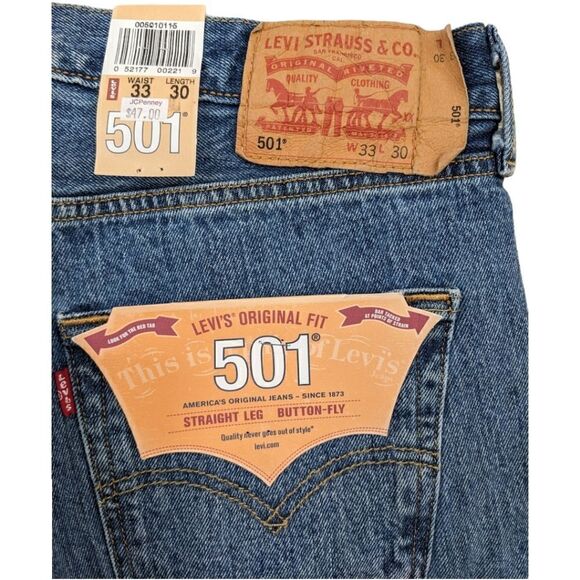 Levi's 501 90's Straight Leg Button Fly 5 Pocket Cotton Jeans Men's 33x30 - Picture 5 of 6